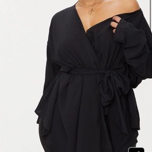 Woven tie waist blouse